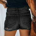 thumbnail image 3 of Rezuofi 2 Pcs Womens High Waist Ripped Hole Short Jeans Washed Distressed Denim Shorts 2025, 3 of 6