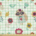thumbnail image 2 of Animal Fabric by the Yard, Raccoon in Flower Field with Birds Heart Doodle Hand Drawn Design, Decorative Upholstery Fabric for Chairs & Home Accents, Multicolor by Ambesonne, 2 of 5