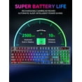 thumbnail image 2 of CHONCHOW Wireless Gaming Keyboard, Rechargeable 104 Key Rainbow LED Light Up Keyboard for PC PS4 PS5 Xbox One Laptop, Teclado inalmbrico, Black (Wireless), 2 of 7
