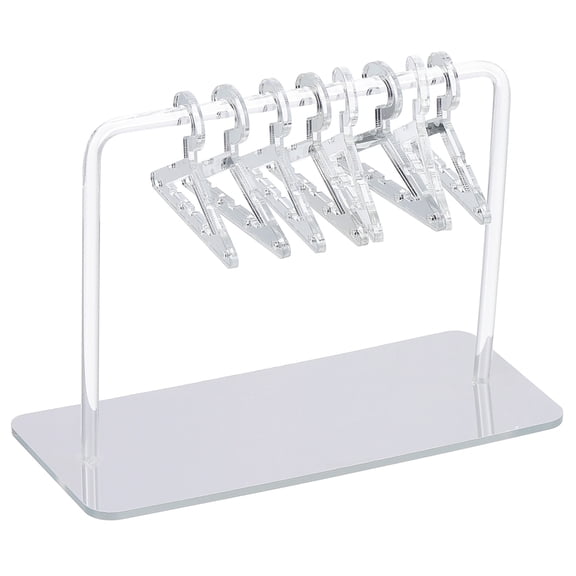 1 Set Earring Holder with 8 Coat Hangers, Acrylic Earring Holder Organizer Stand for Studs Long Earring, Silvery