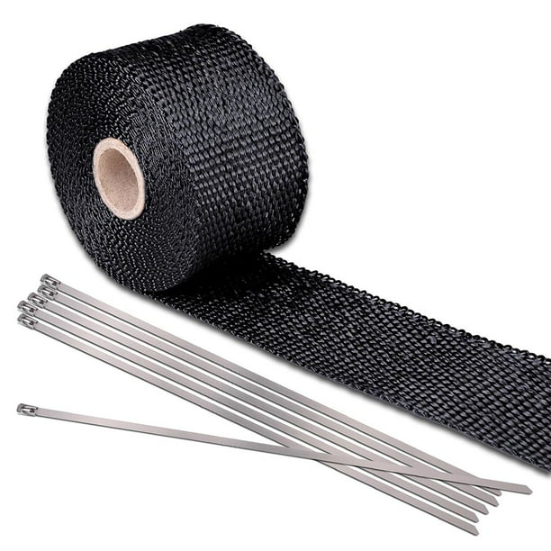 2 16 4ft Car Exhaust Pipe Insulating Wrap Heat Shield Tape Stainless Steel Ties Black Walmart Com Walmart Com