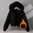 thumbnail image 2 of Women's Cropped Puffer Jacket Faux Fur Hood Full Zip Quilted Warm Winter Coat with Pockets Corduroy Style, 2 of 7