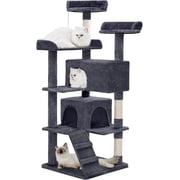 made 4 pets Cat Tree Tower 56in Cat Tower for Indoor Cats Kitten Tree Multi-Level Cat Tree with 2 Condo Furniture Activity Center with Scratching Posts Funny Toys Kittens Pet Play House, Dark Grey