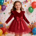 thumbnail image 2 of MIASHUI Robe Étoile Scintillante Manches Longues Robe de Soirée pour Filles Élégante Automne Tenue Formelle Robe de Jeunesse Rouge, 4-5 Ans, 2 of 9