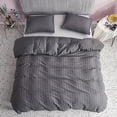 thumbnail image 1 of fuzhong-Seersucker Duvet Cover Set (Dark Gray, Queen), 1 of 4