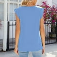 thumbnail image 3 of DuoJiaJ Womens Summer New Solid Color V Neck Cap Shoulder Sleeve Loose Sleeveless T Shirt Vest Women Ladies Tank Tops Blue L, 3 of 5