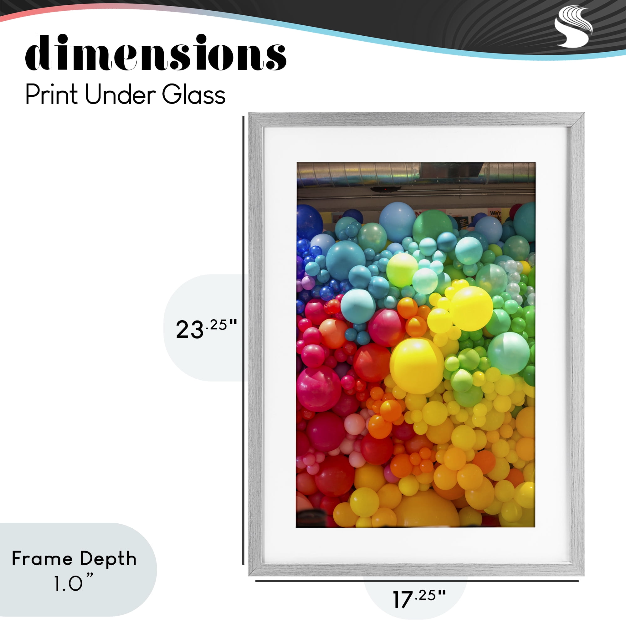 Stupell Industries Lively Colorful Balloons Gray Framed Print Under Glass, design by LISH Creative