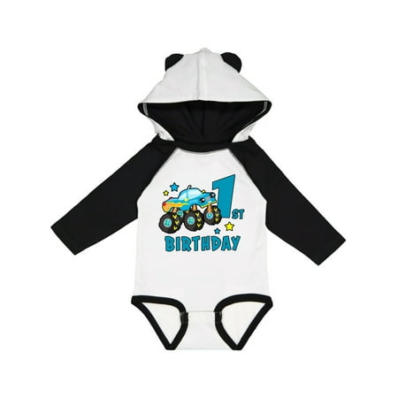 

Inktastic 1st Birthday Monster Truck Gift Baby Boy Long Sleeve Bodysuit