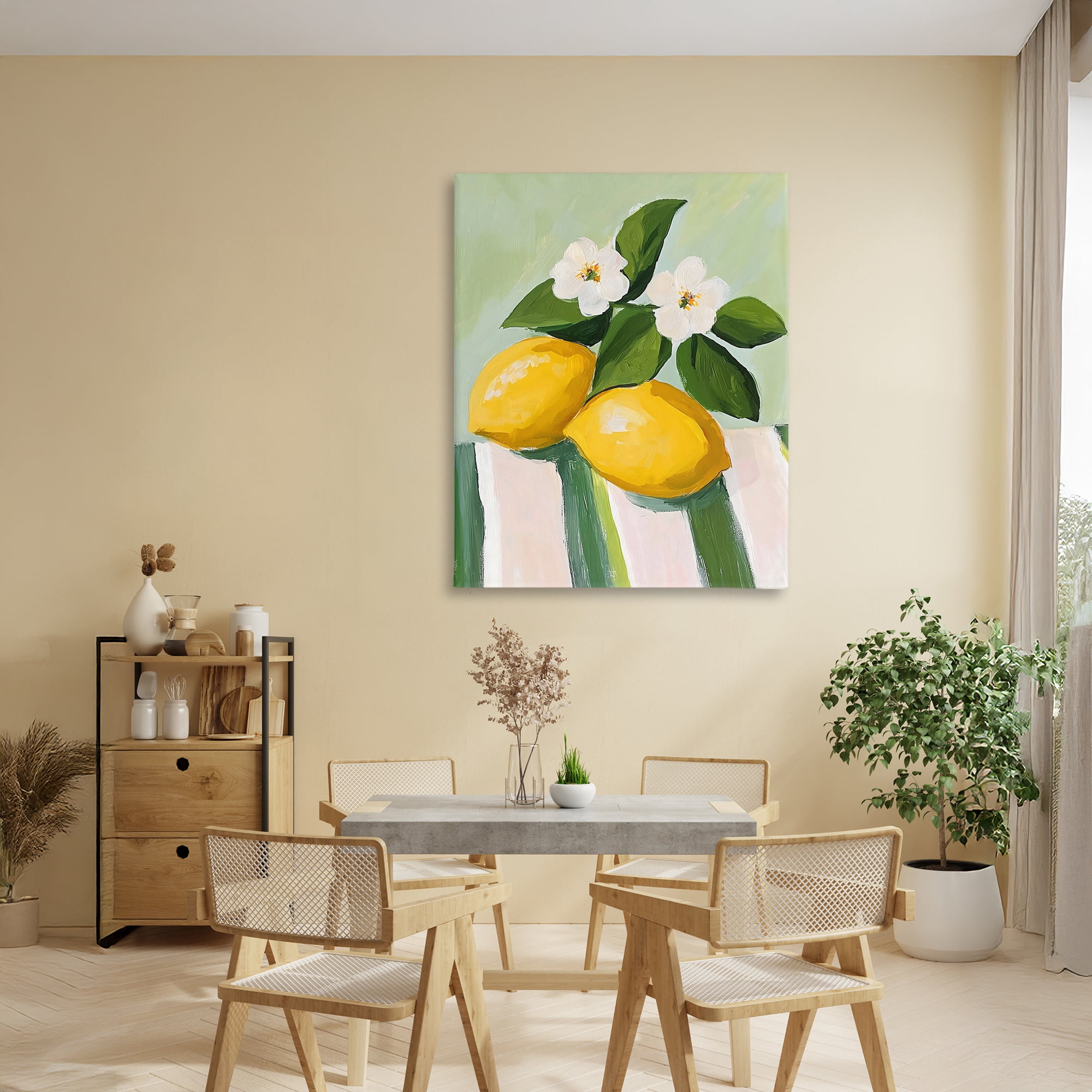 Stupell Industries Lemons And Daisies on Tablecloth Canvas Wall Art, design by The Prints Vibe