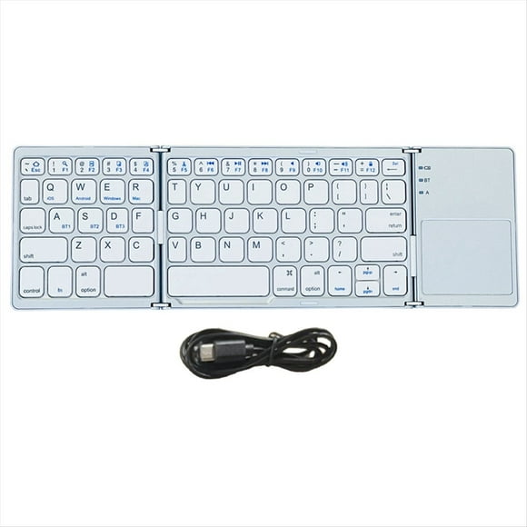 Teclado Bluetooth Teclado InaláMbrico Plegable Panel TáCtil para IOS/Android/ Tablet Teclado de TeléFono MóVil Plata