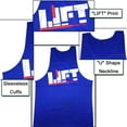 thumbnail image 4 of Men Gym Singlet Tank Top shirt Stringer Bodybuilding Muscle Fitness Vest (Blue, XX-Large), 4 of 7