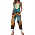 thumbnail image 6 of Plus Size Halloween Boho Overalls for Women Print Linen Jumpsuits 2026 Spaghetti Strap Rompers, 6 of 7