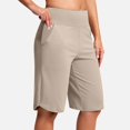 thumbnail image 3 of Audhol Womens Shorts with Pockets, Womens Shorts High Waisted Athletic Long Shorts Plus Size Wide Leg Yoga Pants Yoga Shorts Beige L, 3 of 5