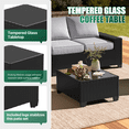 thumbnail image 6 of LazySunsets 6 Pieces Outdoor Wicker Patio Furniture Set, 8 Inch Widened Armrest Rattan Sectional Conversation Sofa with Gray Cushions & Glass Coffee Table, All Weather Backyard Garden Patio Set, 6 of 7