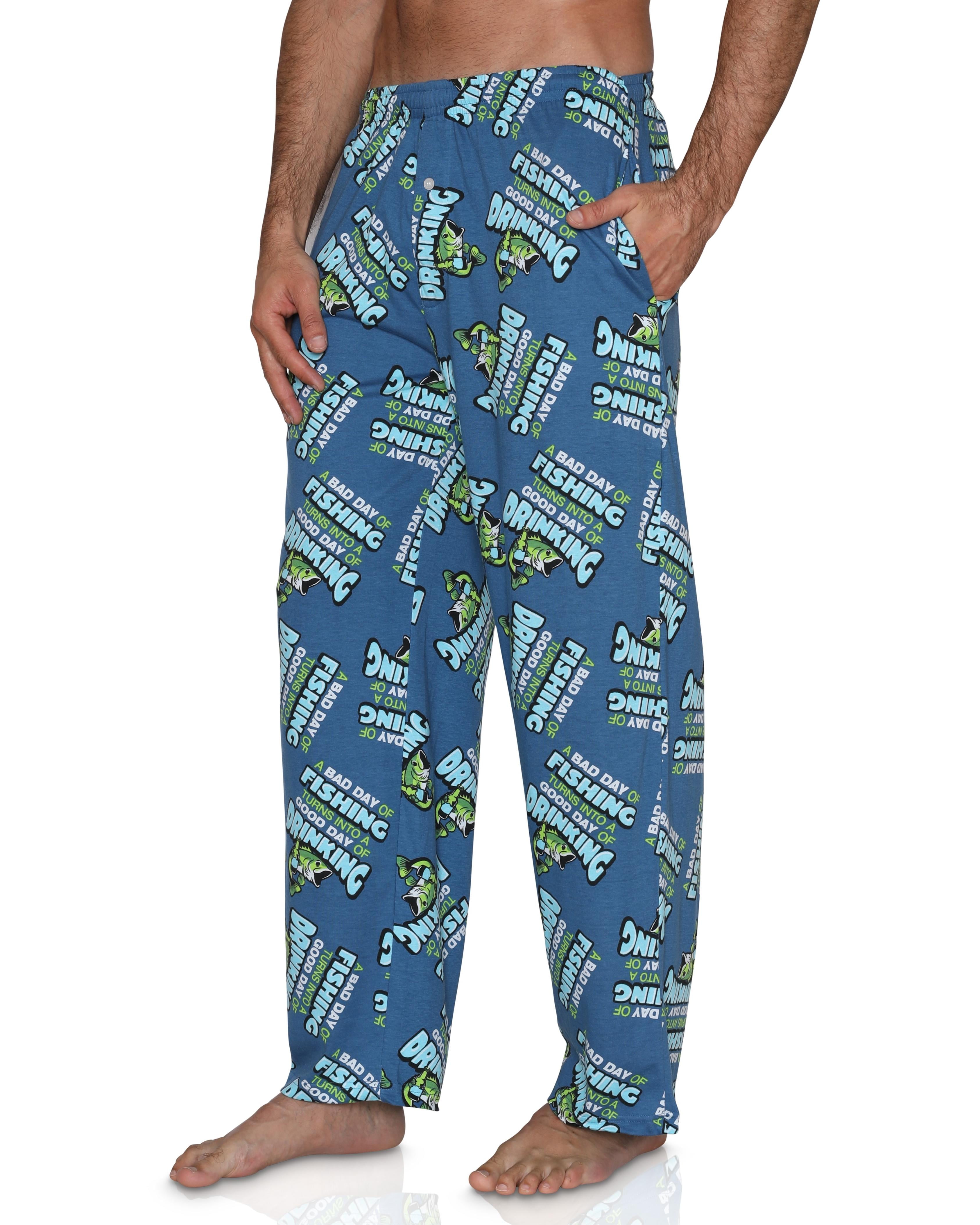 Mens Fun Pants Lounge Pajama Pants Boxers Adult Sleepwear Fishing  Drinking Size Small  Walmartcom