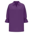 thumbnail image 4 of Ailaofu Linen Shirts for Women 3/4 Sleeve Tops Casual Collar Dressy Blouses Loose Three Quarter Length Tunic Tops, 4 of 6