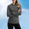 thumbnail image 5 of Miluxas Women's Sun Protection Hoodie Long Sleeve Workout Shirt with Thumb Holes Pocket Quick Dry Hiking Fishing Sun Shirt Gray, 5 of 9