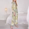 thumbnail image 4 of Kll White Rose Print Women'S Long Sleeve Pajamas With Pants Sleepwear Loungewear 2 Set-Medium, 4 of 9