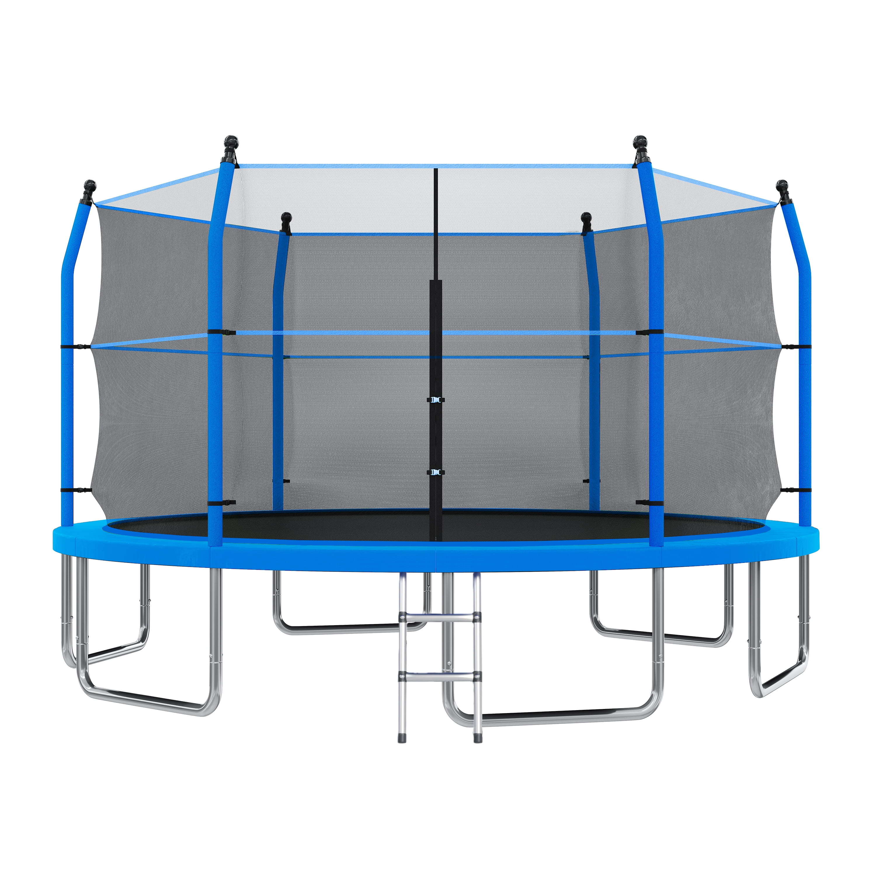 EUROCO 14FT Trampoline with Enclosure Net and Ladder for Backyard, 14' Round Outdoor Trampoline for Kids and Adults