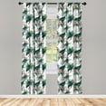 thumbnail image 4 of Ambesonne Jungle Window Curtains, Tropical Brazil Botany, Each 28" W x 95" L, Hunter Green Coral White, 4 of 4