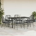 thumbnail image 3 of vidaXL Garden Dining Set Black Poly Rattan Six-seater Removable Covers, 3 of 10