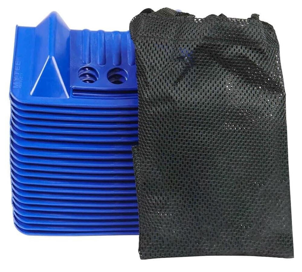 (80 Pack) 4" x 4" x 10" Blue Corner Protector V Shaped Flatbed Edge Guards with Carrying Case - Cargo Load Corner Edge Protector and Tie-Down Strap Guard for Flatbed