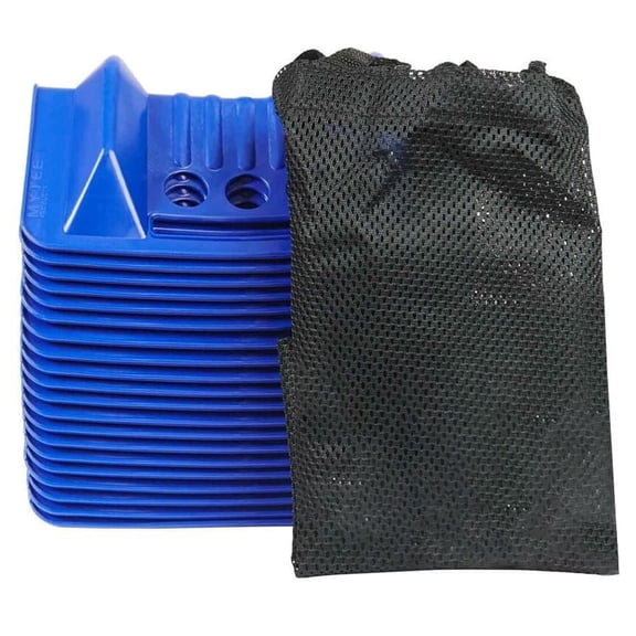 (20 Pack) 4" x 4" x 10" Blue Corner Protector V Shaped Flatbed Edge Guards with Carrying Case - Cargo Load Corner Edge Protector and Tie-Down Strap Guard for Flatbed