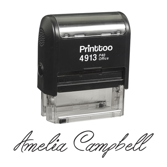 Printtoo Personalized Black Self Inking Custom Stamp Custom Signature Rubber Stamper -58 x 22 mm