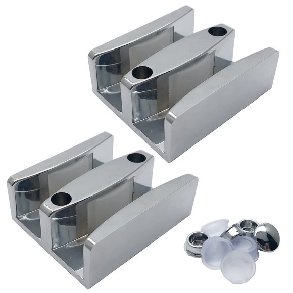 Guide de Fond de Porte de Douche en Verre 60mm x 50mm (2 Pcs) pour Porte Coulissante Sans Cadre