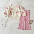 thumbnail image 3 of Baby Girl Outfit Set Toddler Clotheing Pink 3D Bow Decoration Sweatshirt Pants 2-Piece Sizes 6 Months-3 Years, 3 of 14