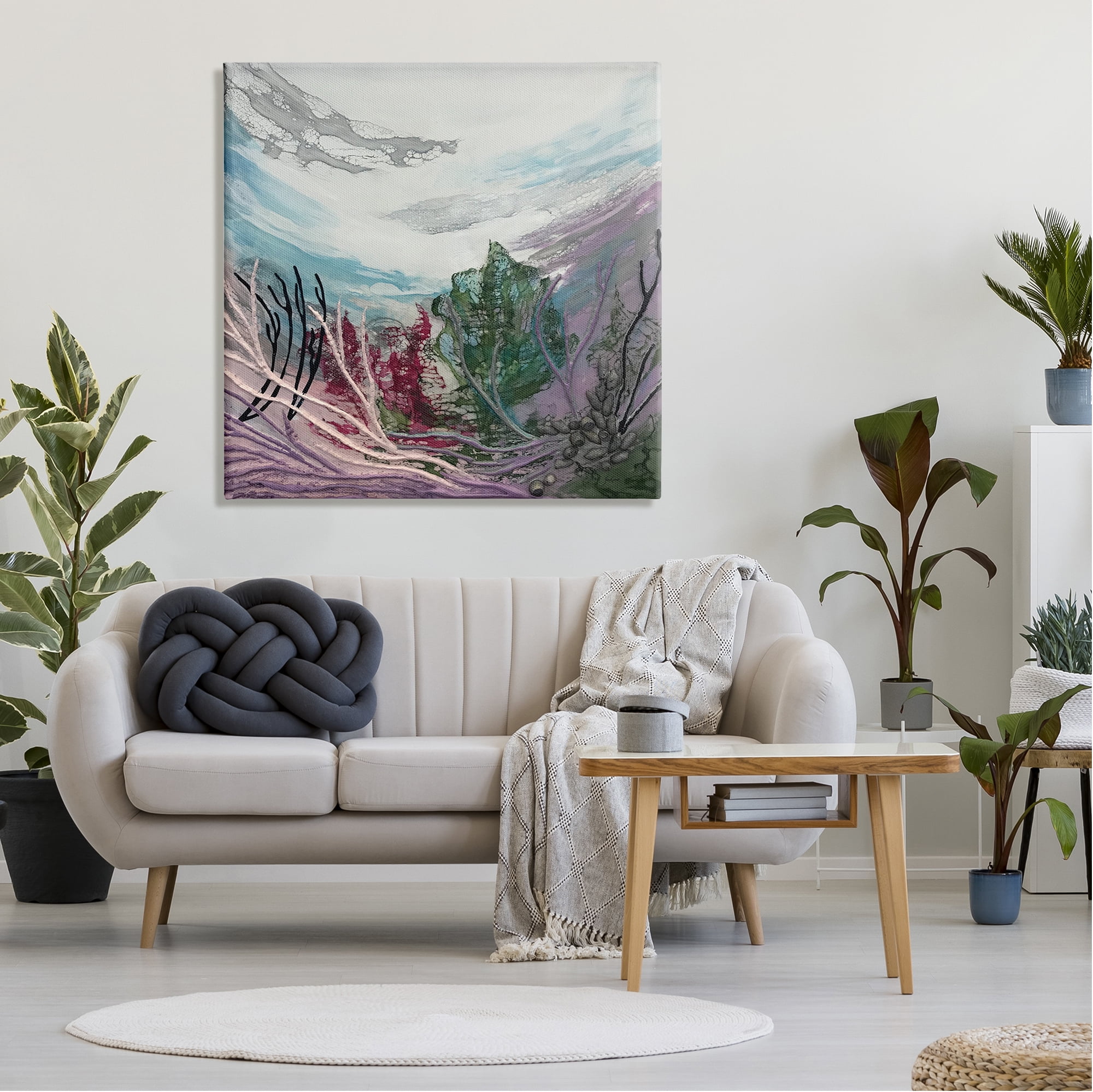 Stupell Industries Abstract Underwater Landscape Scene Floating Coral Plants Painting Gallery Wrapped Canvas Print Wall Art, Design by Stacy Gresell