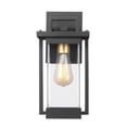 thumbnail image 5 of Globe Electric 1-Light Matte Black Outdoor Hardwired Wall Sconce with Brass Accent and Clear Seeded Glass Shade, 5 of 8