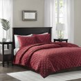 thumbnail image 1 of Madison Park Harper Faux Velvet Réversible 3 Piece Coverlet Set, Full/Queen, Rouge, 1 of 6