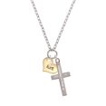 thumbnail image 2 of Delight Jewelry Goldtone Large Aunt Heart with Crystal - Be Strong and Courageous Engraved Cross Zoey Necklace, 28", 2 of 4