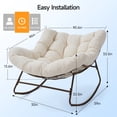 thumbnail image 6 of Dovov Outdoor Rocking Chairs Set of 2, Oversized Papasan Rocking Chairs with Cushion, Outdoor Recliner Rockers for Porch Patio Garden Backyard Lawn Deck Balcony Living Room Bedroom, Cream White, 6 of 10