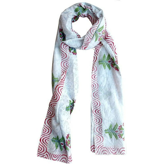 Rastogi Handicrafts Indian traditional design 70x20 inch mini Stoll, Scarf and Sarong for girls 100% Pure cotton (24 Scarf)