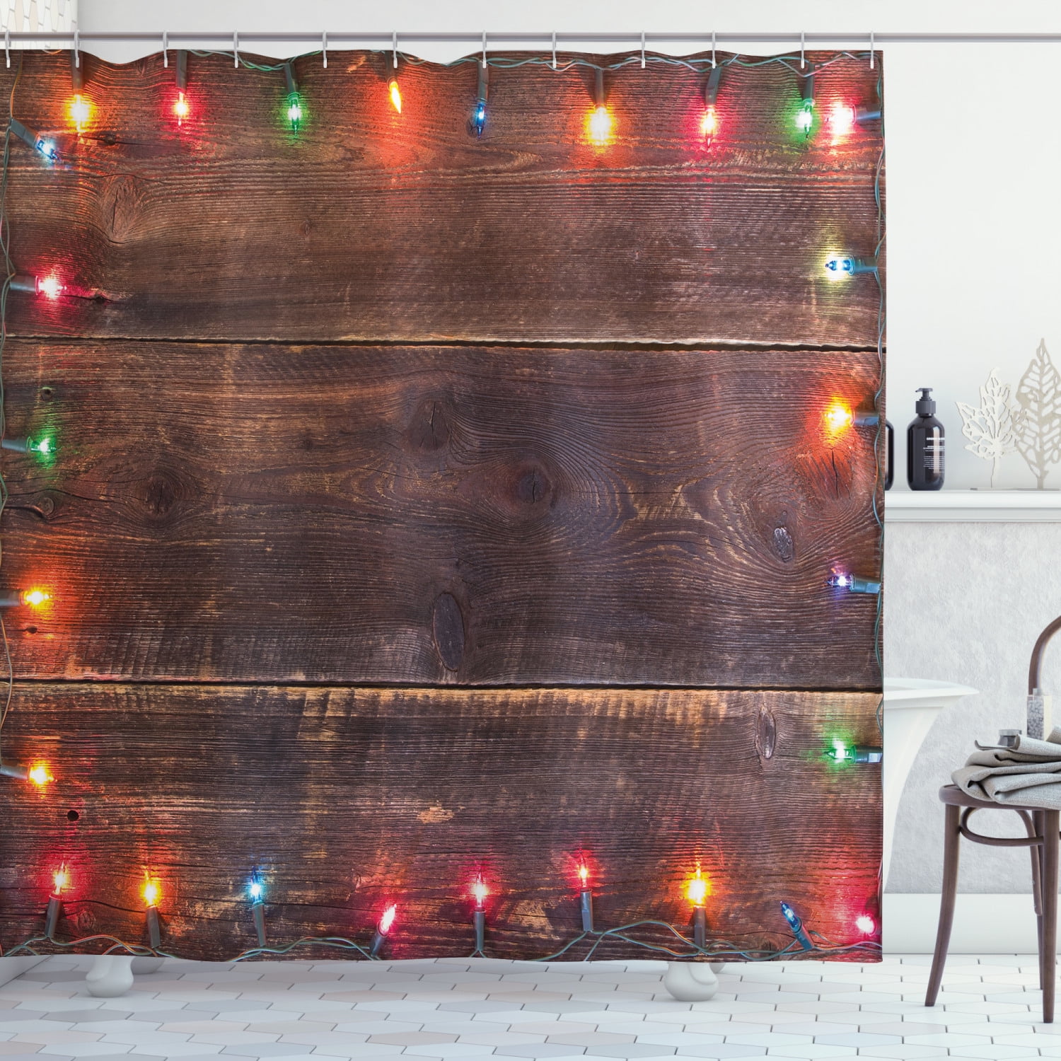Details about   Merry Christmas New Year Rustic Wooden Board Shower Curtain Set Bathroom Decor 
