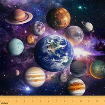 Feelyou 3D Outer Space Fabric by the Yard 5 Yards for Boys, Psychedelic Planet Room Decor Fabric by the Yard, Starry Sky Fabric for Sewing, Ultra Soft Home Decor