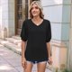 thumbnail image 4 of Camisa de Corta Abullonada para Mujer, Top de Verano, Color Negro, Talla S, 4 of 6