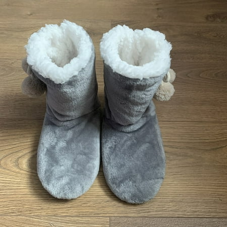 

Toyella Thickened Warm Non-slip Soft Bottom Floor Boots Gray 35to38