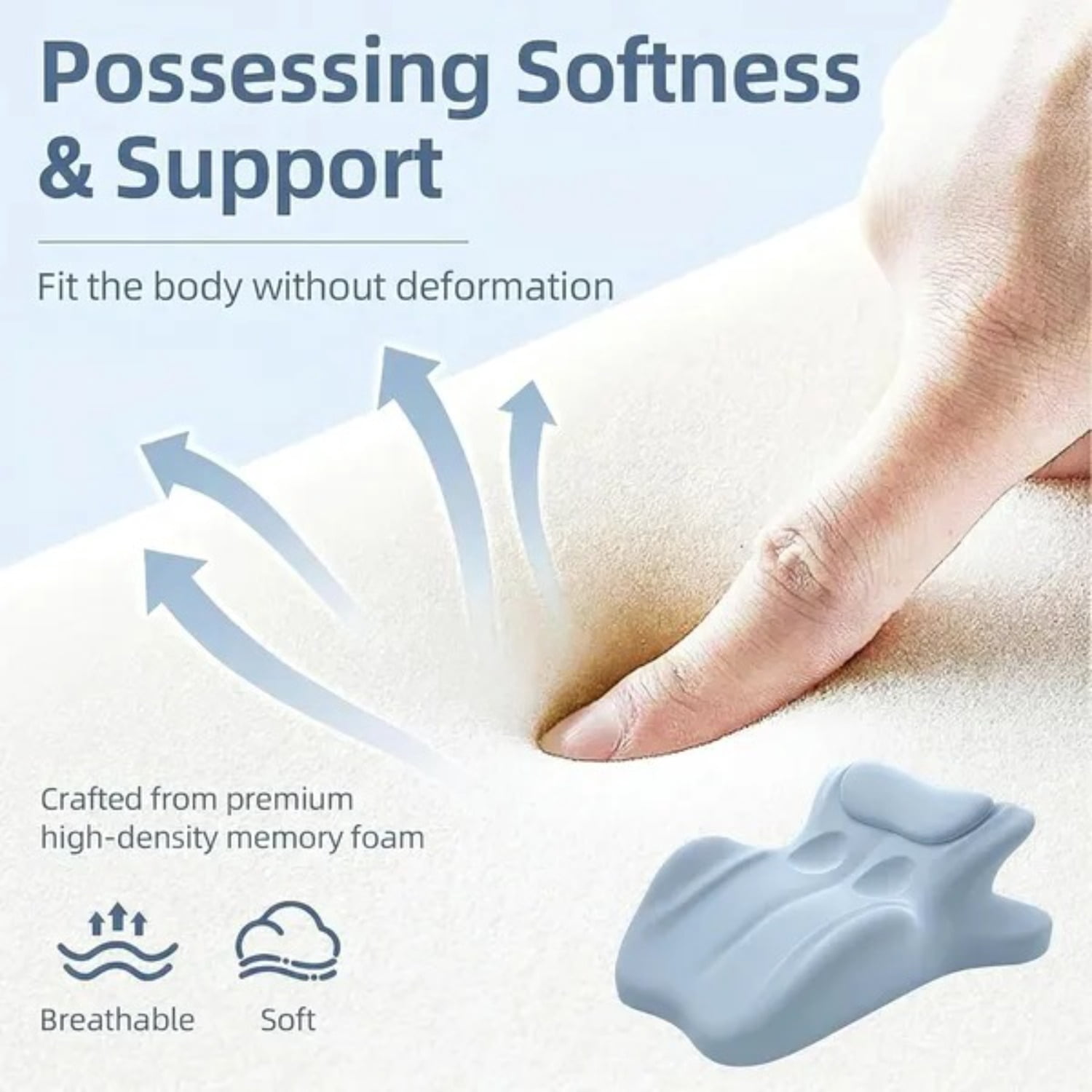 Wedge Pillow Memory Foam 27 Degree Angled Support Multi Position for Waist Neck Reading Relax