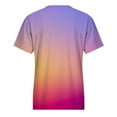 thumbnail image 5 of ICHUANYI Women's Short Sleeve Gradient Print Tops Loose Fit Athletic Tees Round Casual Running Shirts Tee Gym Shirts, 5 of 5