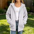 thumbnail image 4 of HAOTAGS Kids Hooded Sweatshirt (4-15) Long Sleeve Hoodie With Pocket Warm Zipper Jacket Gray Size 10, 4 of 9