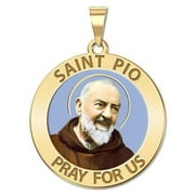 Saint Pio of Pietrelcina Religious Medal  - 1 inch Size of a Quarter -Solid 14K Yellow Gold