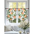 thumbnail image 4 of Summer Fruits Semi Sheer Window Curtains 54 Inches Long, Spring Orange Peach Green Botanical Rod Pocket Voile Silky Chiffon Curtain Light Filtering Drapes for Living Room, Kitchen, 52"x54", 2 Panels, 4 of 9