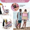 thumbnail image 5 of Costway 2-Pack Folding Backpack Beach Chair 5-Position Outdoor Reclining Chairs with Pillow Pink, 5 of 10