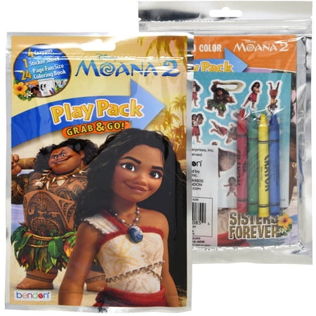 6 Set Moana2 Coloring Book Grab n Go Play Pack- stickers & crayons