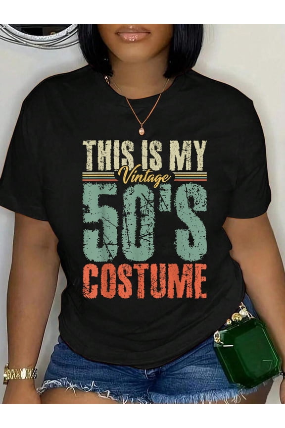100% Cotton Vintage 50s Costume 50's Outfit 1950s Fashion 50 Theme Party T-Shirt Women's Men's Graphic Tee Casual Tops