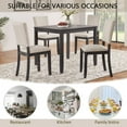 thumbnail image 2 of taoruifang 5pcs Modern 4 Person Dining Table Set with 4 Chairs, Square table with Fabric chairs for Living Room, Kitchen and Dining Room, Antique Black + Beige, 2 of 11