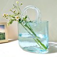 thumbnail image 2 of Aoderun Purse Vase for Flowers Glass Vase with Handle Hand Bag Vase(Blue), 2 of 7